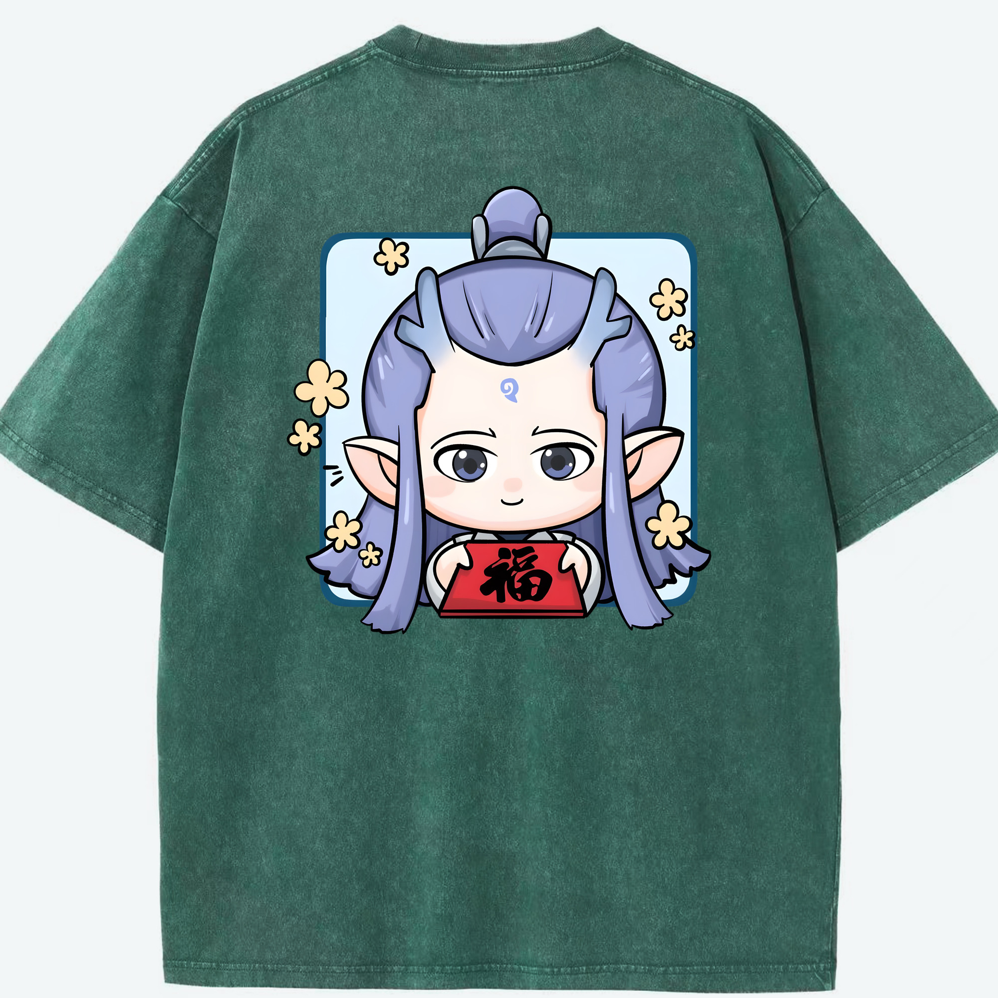 （画像用） Ne Zha 2 ナタ 魔童の大暴れ 綿100% ヴィンテージ風 半袖Tシャツ（背面プリント）